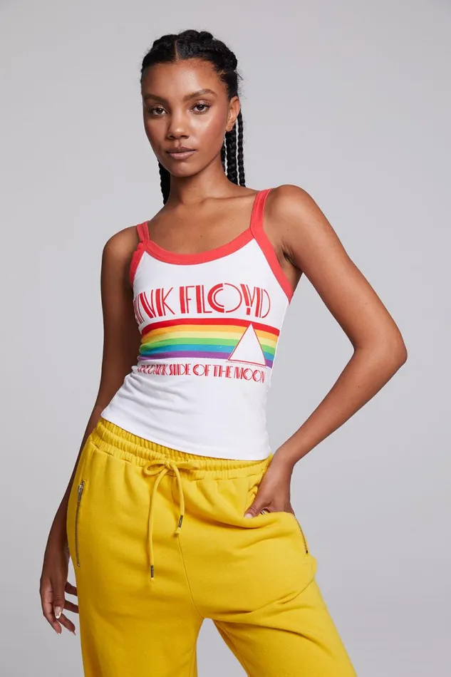 Womens Chaser Brand Tops Pink Floyd Rainbow Dark Side Of The Moon Tank Top
