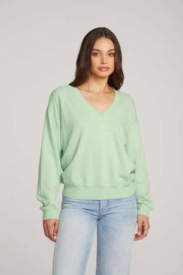 Womens Chaser Brand Tops Poppy Quiet Green Pullover