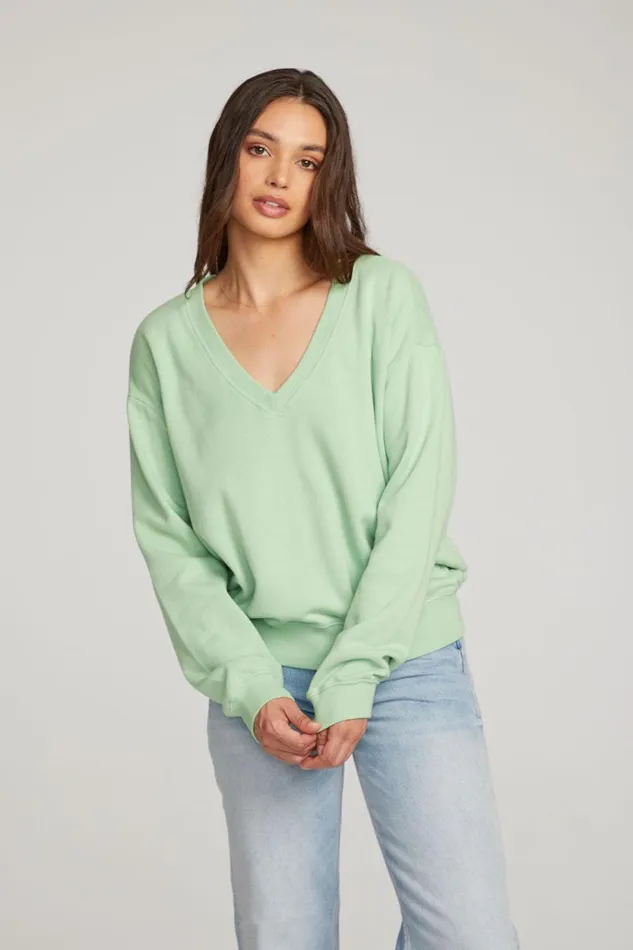 Womens Chaser Brand Tops Poppy Quiet Green Pullover