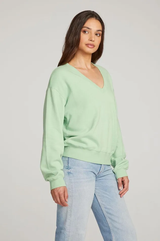 Womens Chaser Brand Tops Poppy Quiet Green Pullover