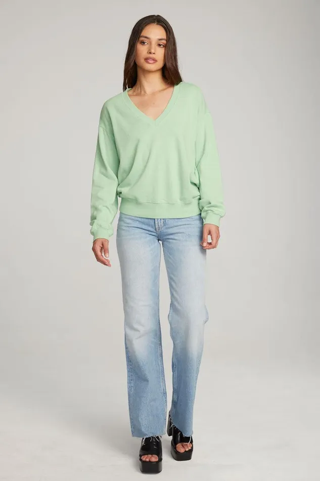 Womens Chaser Brand Tops Poppy Quiet Green Pullover