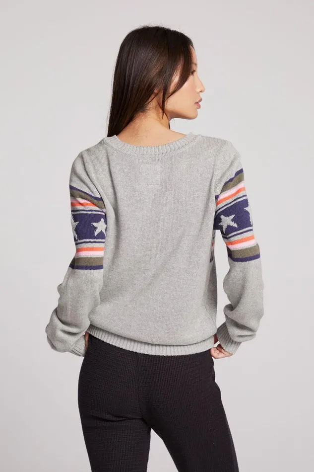 Womens Chaser Brand Tops Star Stripe Sweater