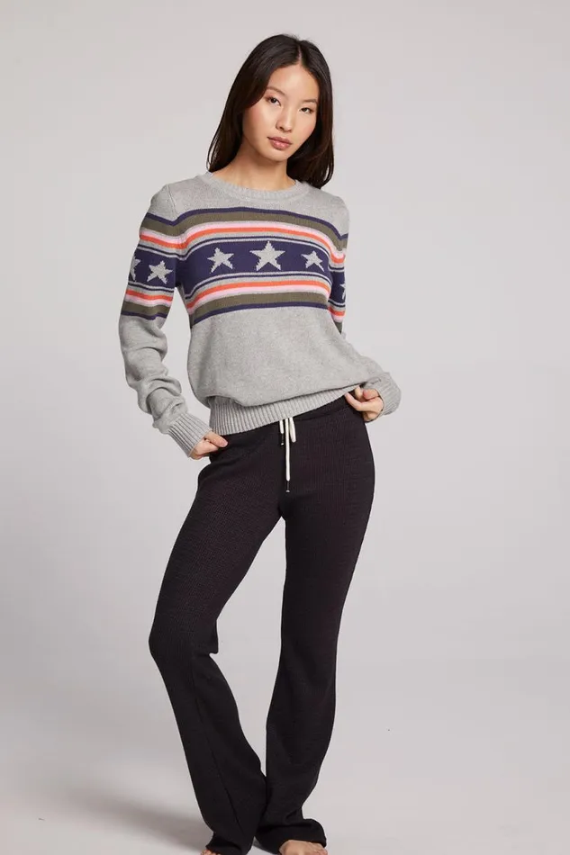 Womens Chaser Brand Tops Star Stripe Sweater