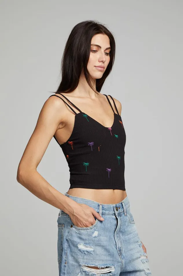 Womens Chaser Brand Tops Strand Crop Top 8211 Black Onyx