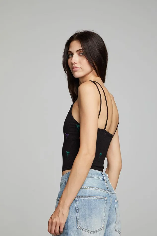 Womens Chaser Brand Tops Strand Crop Top 8211 Black Onyx