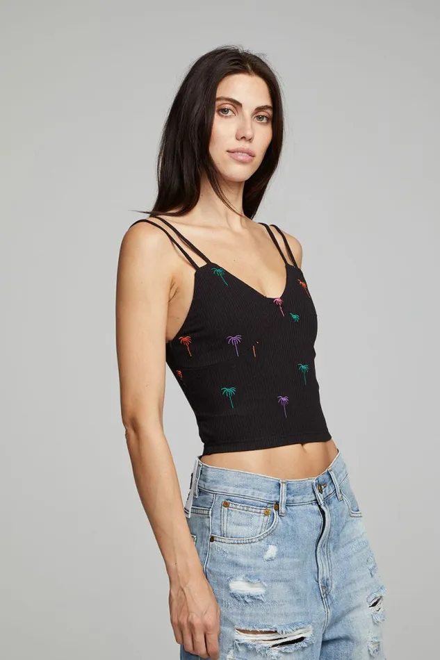 Womens Chaser Brand Tops Strand Crop Top 8211 Black Onyx