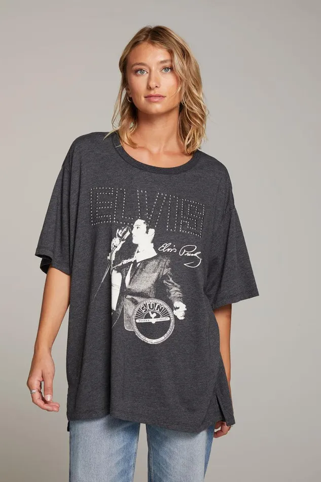 Womens Chaser Brand Tops Sun Records Elvis Oversized Tee