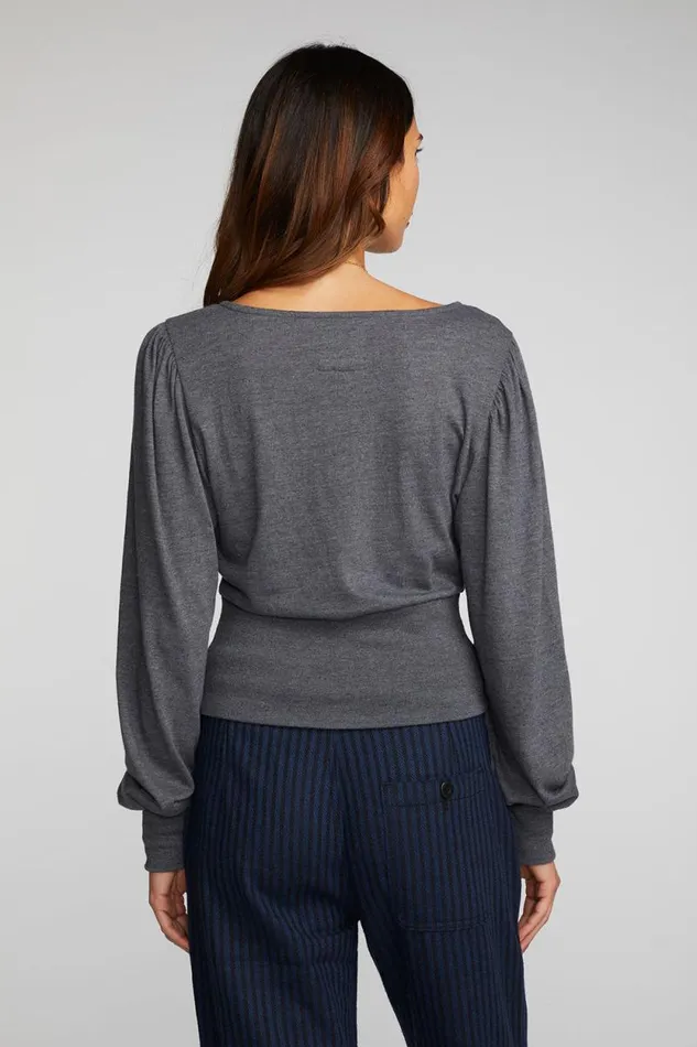 Womens Chaser Brand Tops Triblend Vneck Long Sleeve Blouse
