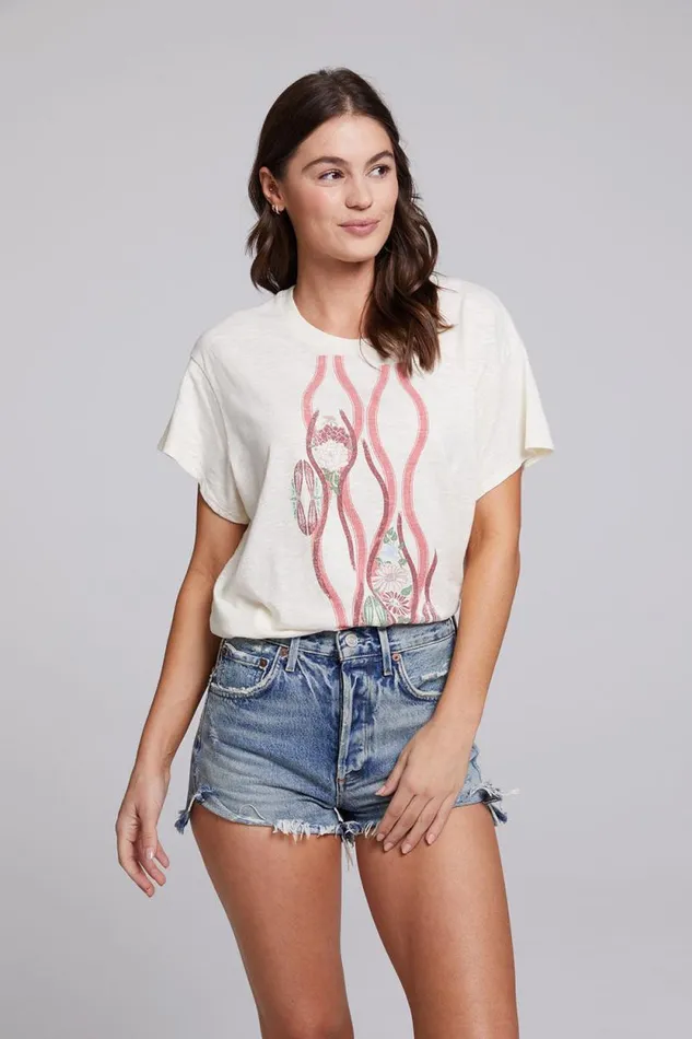 Womens Chaser Brand Tops Vintage Wallpaper Crew Neck Tee