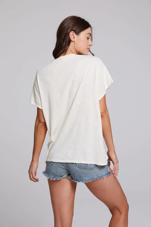 Womens Chaser Brand Tops Vintage Wallpaper Crew Neck Tee
