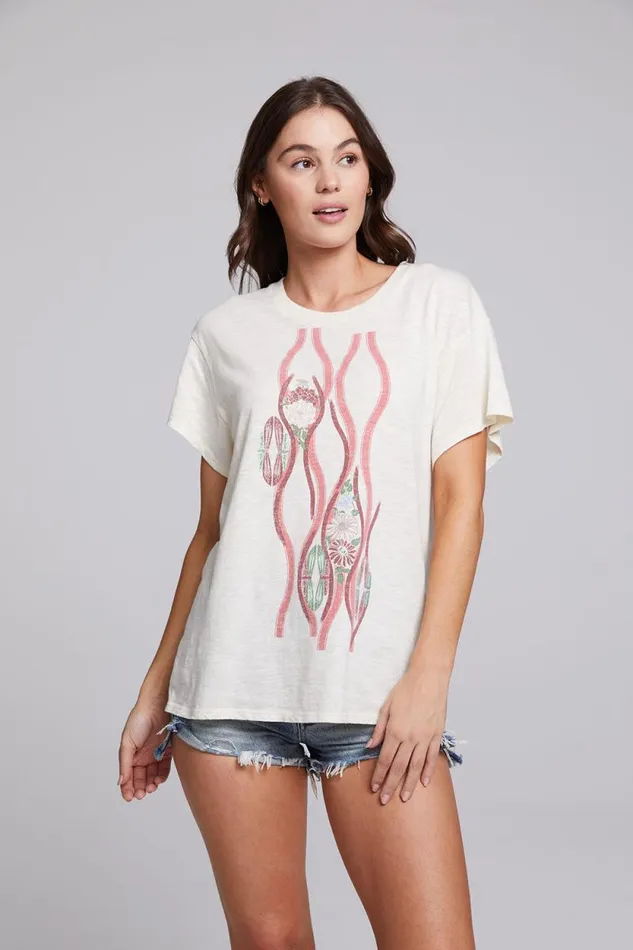 Womens Chaser Brand Tops Vintage Wallpaper Crew Neck Tee