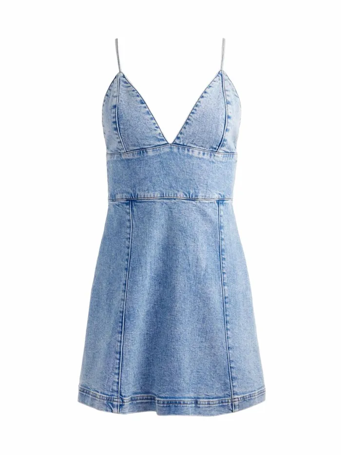 Womens Dresses Alice Olivia Carli Spaghetti Strap Denim Mini Dress Rockstar Blue Womens Dresses Alice Olivia Carli Spaghetti Strap Denim Mini Dress Rockstar Blue