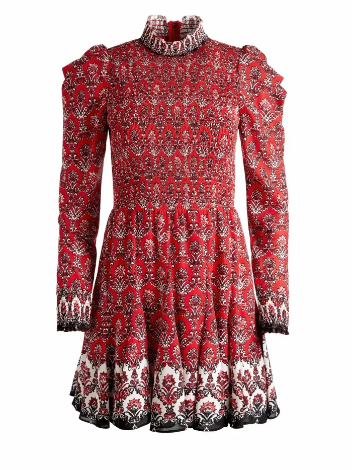 Womens Dresses Alice Olivia Elvira Smocked Bodice Mini Dress Allure Medallion