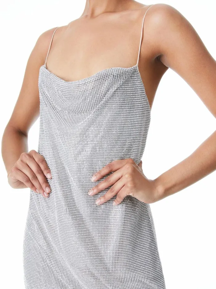 Womens Dresses Alice Olivia Harmony Crystal Mini Dress Silverchainmail