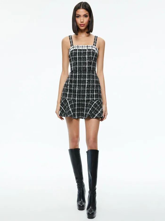Womens Dresses Alice Olivia Kaidra Tweed Mini Dress Blackoff White