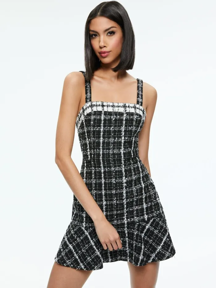 Womens Dresses Alice Olivia Kaidra Tweed Mini Dress Blackoff White