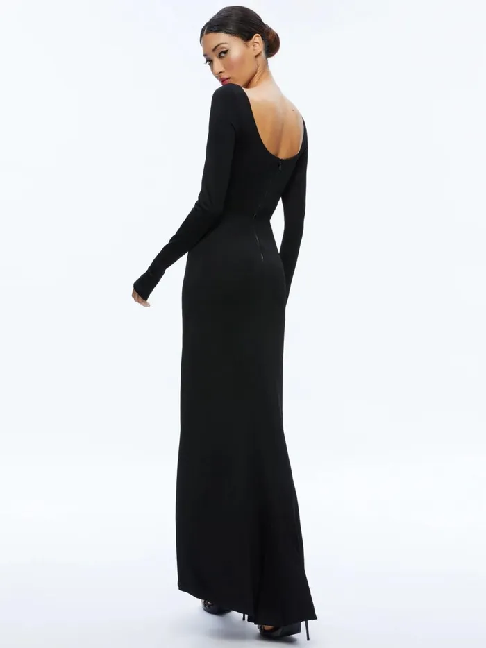 Womens Dresses Alice Olivia Kalena Scoop Neck Cutout Maxi Dress Black