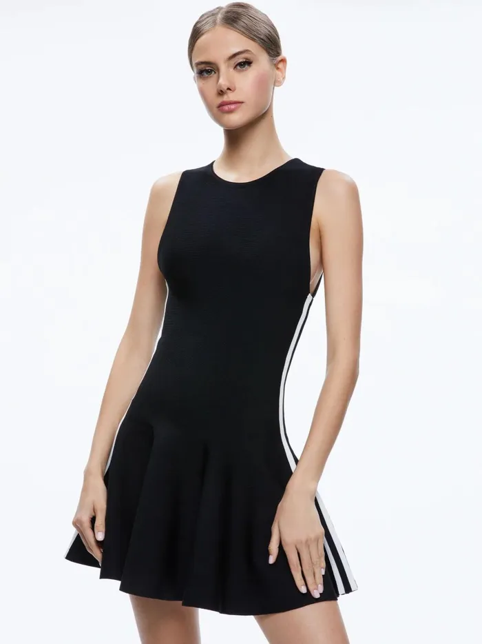 Womens Dresses Alice Olivia Kimi Side Stripe Mini Dress Black Combo