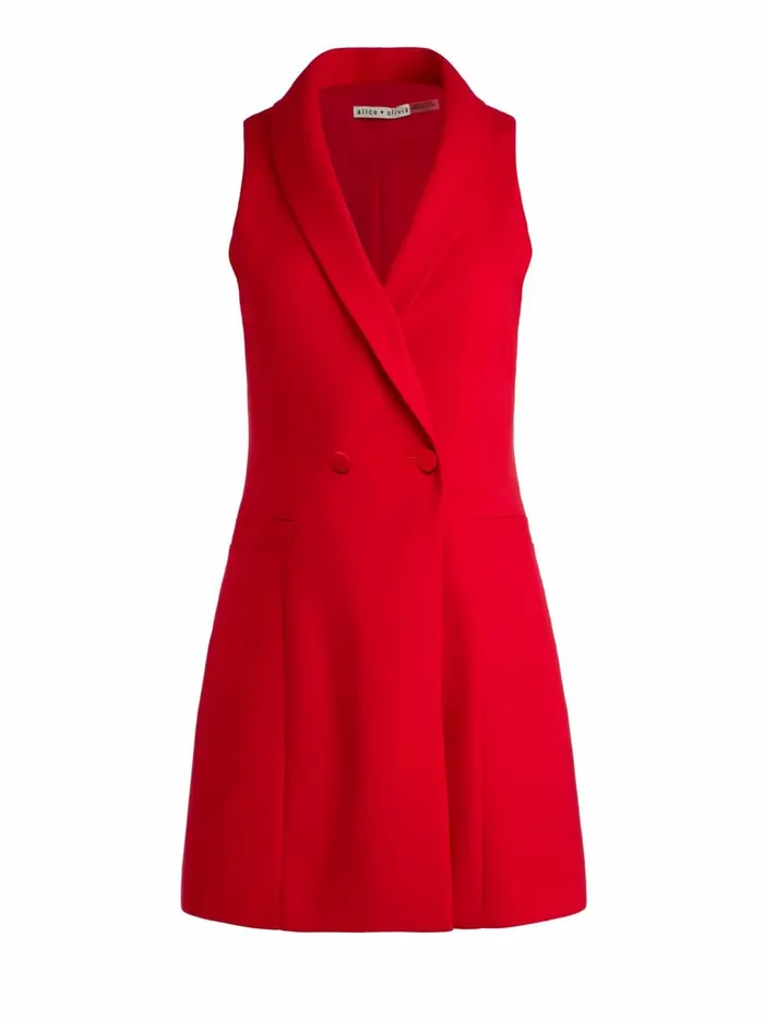 Womens Dresses Alice Olivia Latoya Sleeveless Blazer Mini Dress Perfect Ruby
