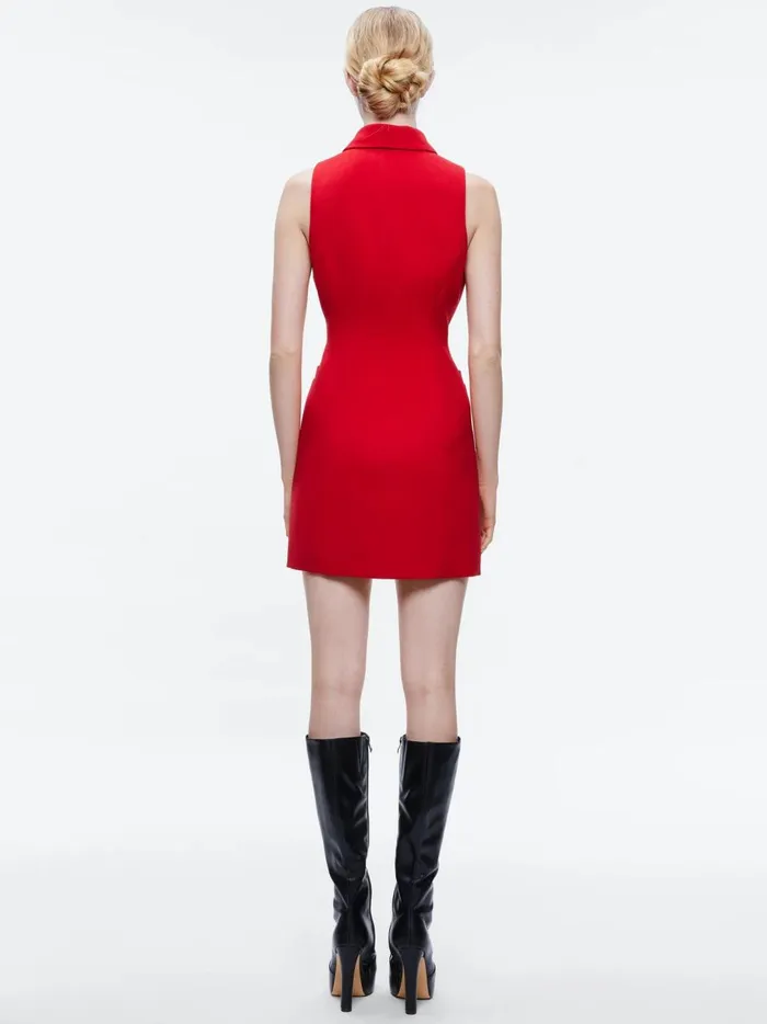 Womens Dresses Alice Olivia Latoya Sleeveless Blazer Mini Dress Perfect Ruby
