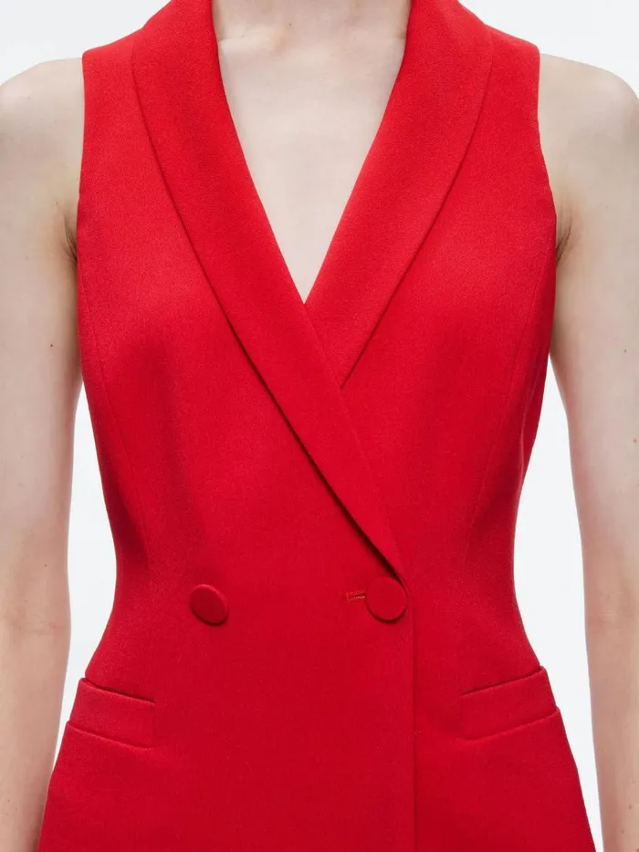 Womens Dresses Alice Olivia Latoya Sleeveless Blazer Mini Dress Perfect Ruby