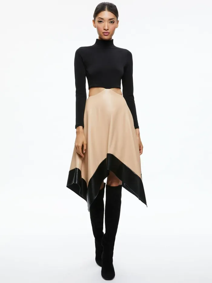 Womens Dresses Alice Olivia Temika Cut Out Midi Dress Blackalmond