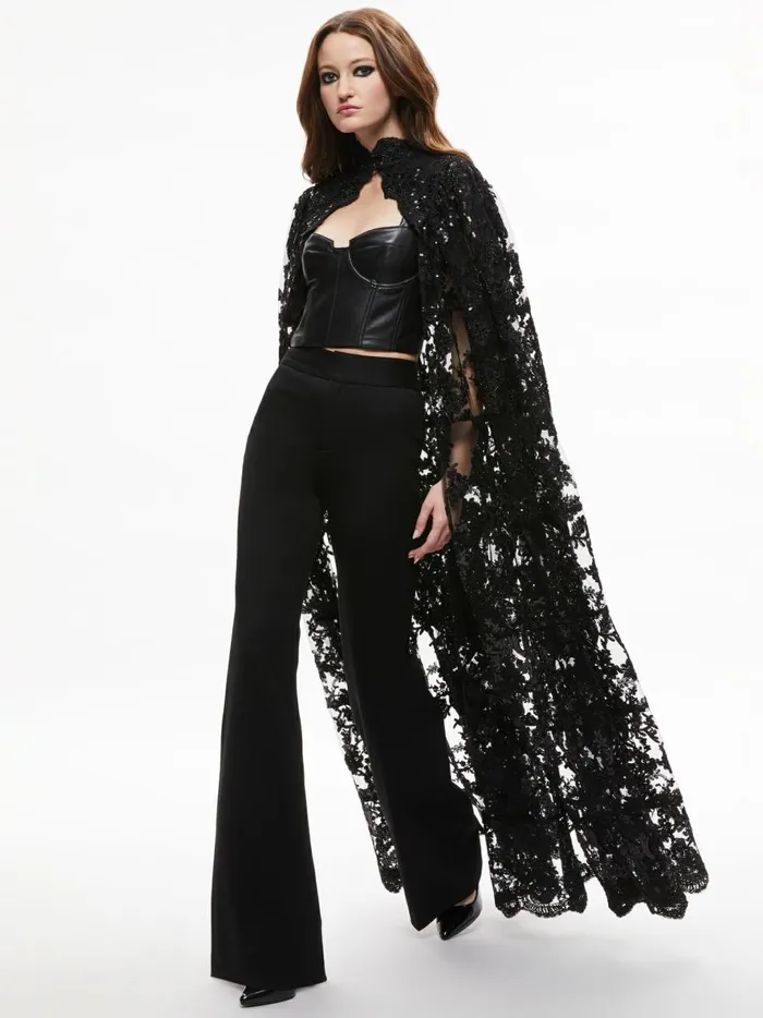 Womens Jackets Coats Alice Olivia Aurelia Lace Embellished Cape Black