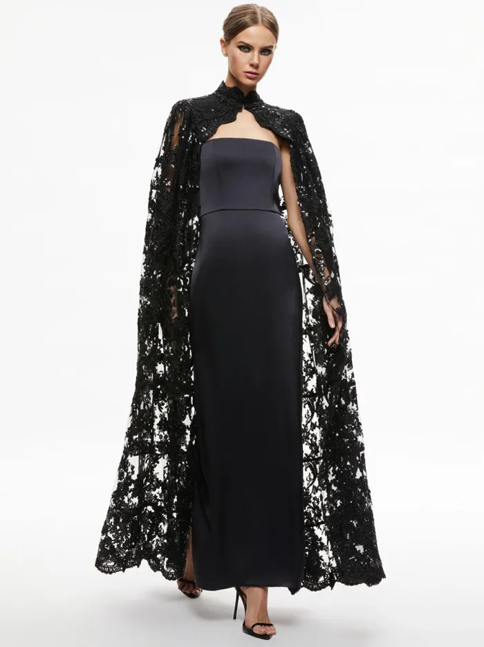 Womens Jackets Coats Alice Olivia Aurelia Lace Embellished Cape Black