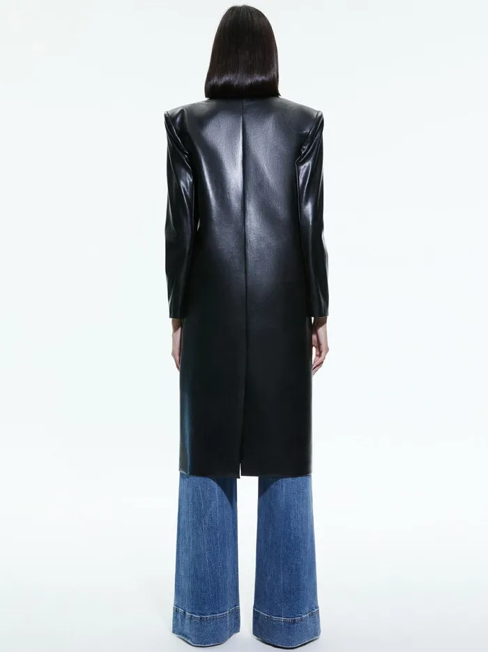 Womens Jackets Coats Alice Olivia Fierro Vegan Leather Long Blazer Black