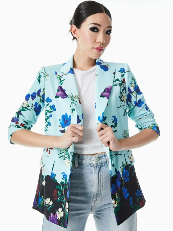 Womens Jackets Coats Alice Olivia Justine Rolled Cuff Blazer Beautiful Blooms Lg Julep