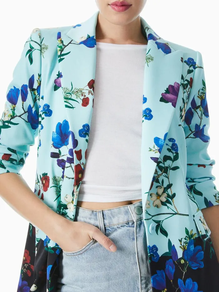Womens Jackets Coats Alice Olivia Justine Rolled Cuff Blazer Beautiful Blooms Lg Julep