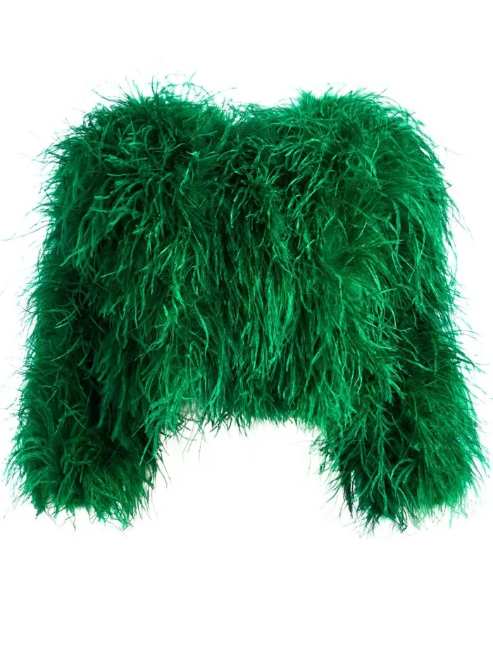 Womens Jackets Coats Alice Olivia Kidman Feather Jacket Emerald