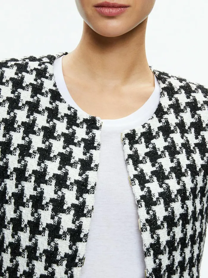 Womens Jackets Coats Alice Olivia Kidman TwoFer Tweed Jacket Blackoff White