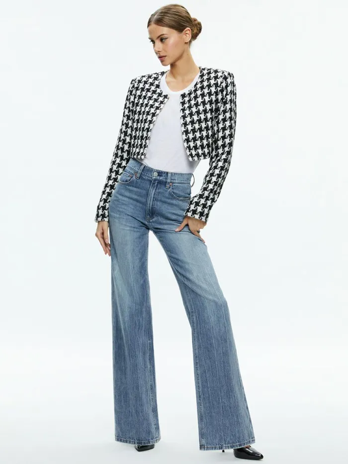 Womens Jackets Coats Alice Olivia Kidman TwoFer Tweed Jacket Blackoff White