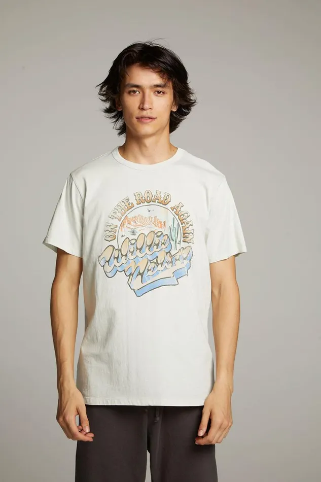 WomensMens Chaser Brand Music Willie Nelson On The Road Again Crew Neck Tee