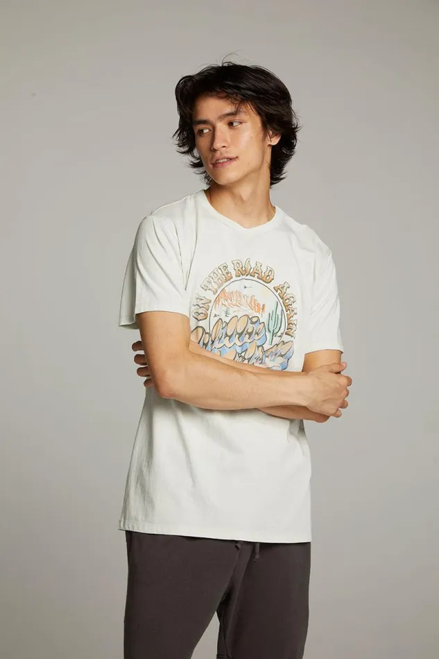 WomensMens Chaser Brand Music Willie Nelson On The Road Again Crew Neck Tee