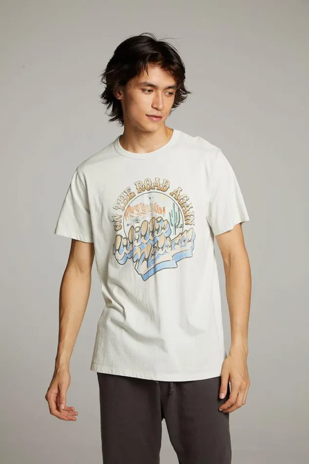 WomensMens Chaser Brand Music Willie Nelson On The Road Again Crew Neck Tee