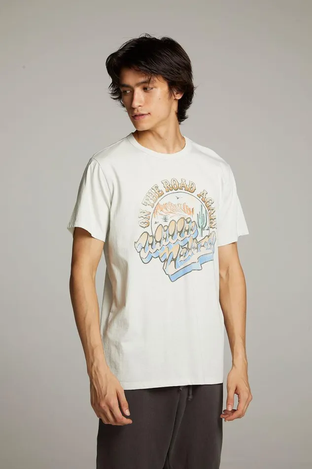 WomensMens Chaser Brand Music Willie Nelson On The Road Again Crew Neck Tee