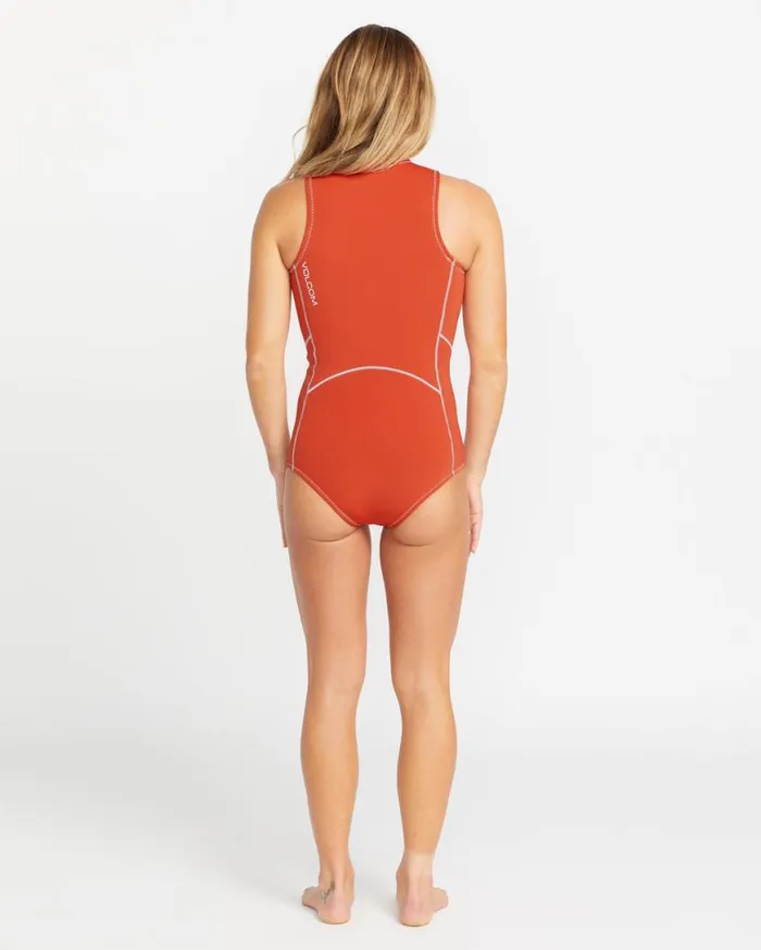 Womens Modulator 1mm Front Zip Short John Wetsuit 8211 Burnt Orange Womens Volcom Swim
