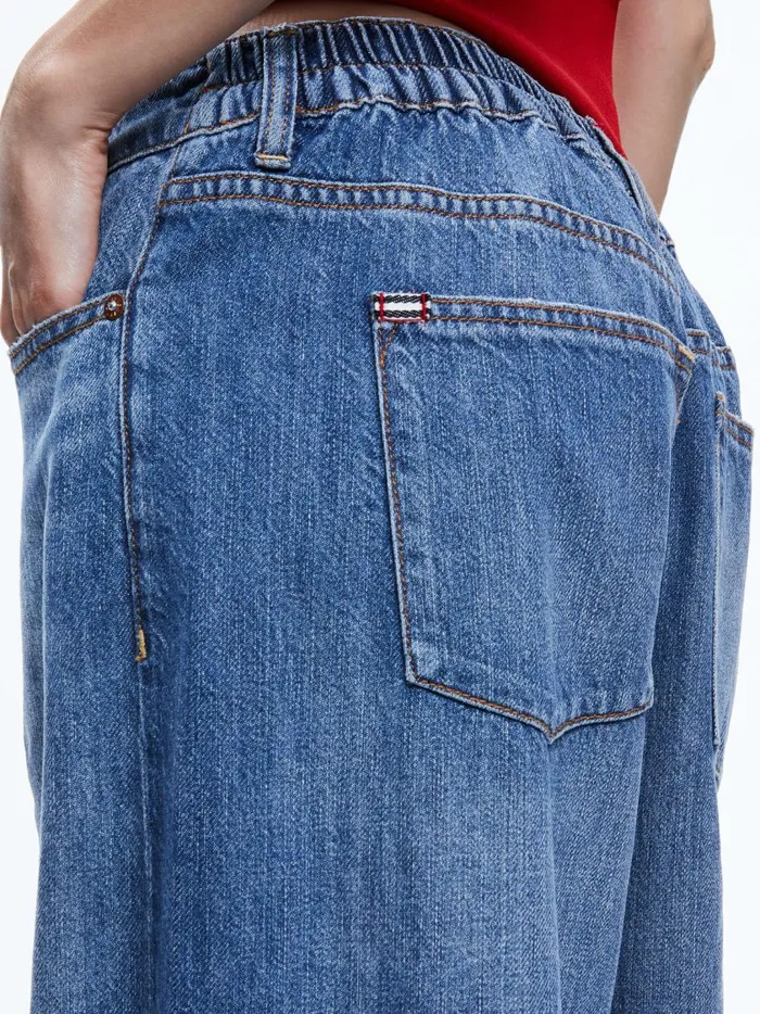 Womens Pants Alice Olivia Chaz Low Rise Baggy Wide Leg Jeans Ivy Blue