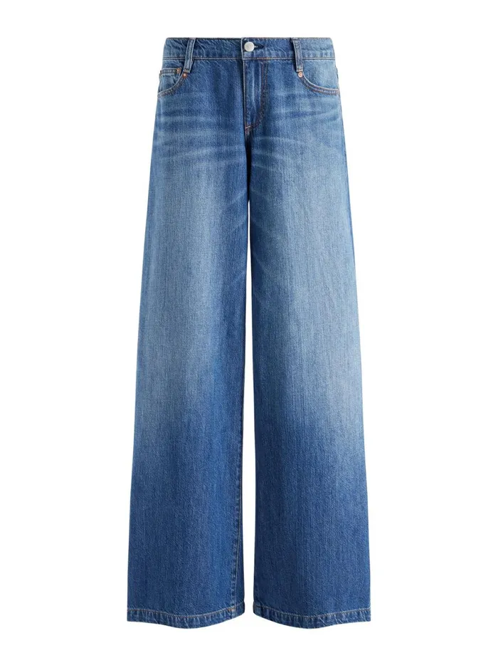 Womens Pants Alice Olivia Chaz Low Rise Baggy Wide Leg Jeans Ivy Blue