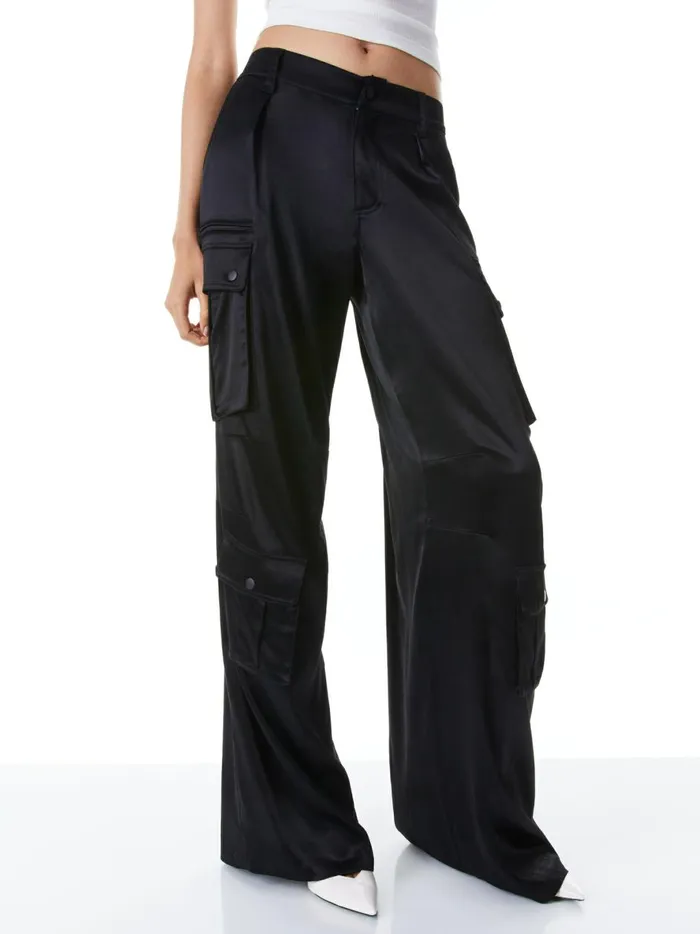 Womens Pants Alice Olivia Joette Low Rise Cargo Pant Black