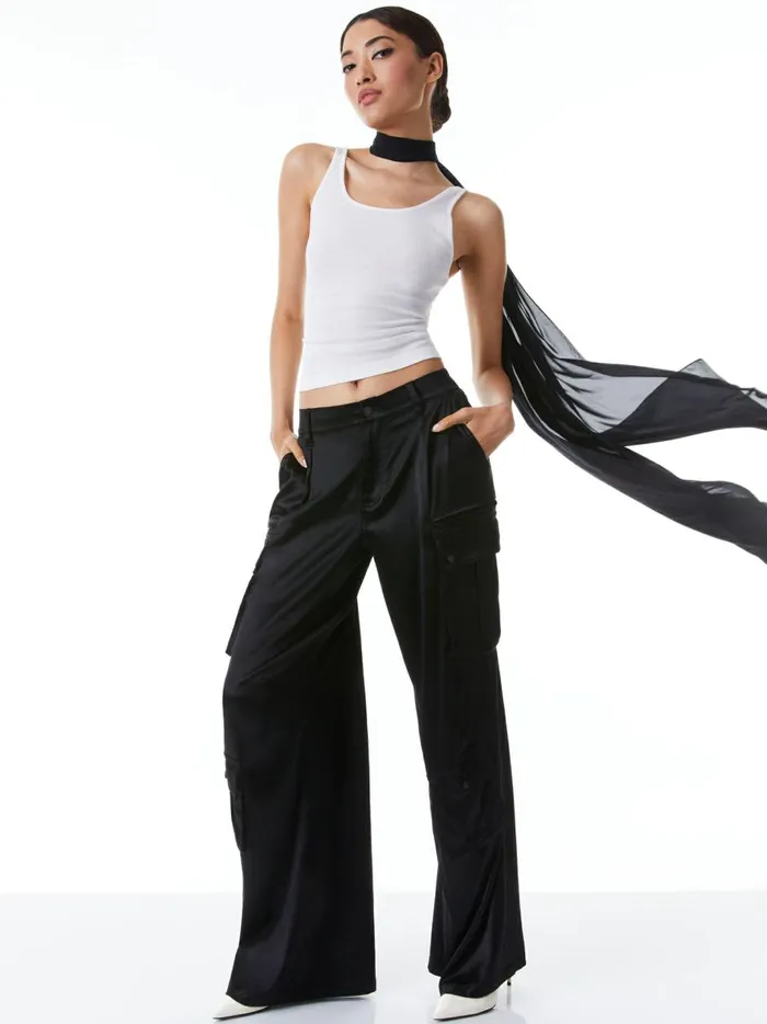 Womens Pants Alice Olivia Joette Low Rise Cargo Pant Black