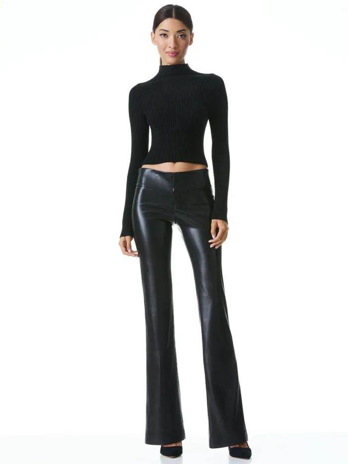 Womens Pants Alice Olivia Olivia Vegan Leather Bootcut Pant Black