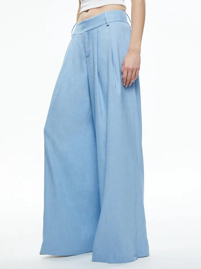 Womens Pants Alice Olivia Scarlet Wide Leg Flare Pant Chambray