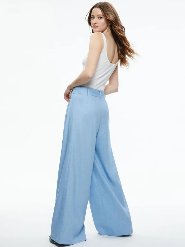 Womens Pants Alice Olivia Scarlet Wide Leg Flare Pant Chambray