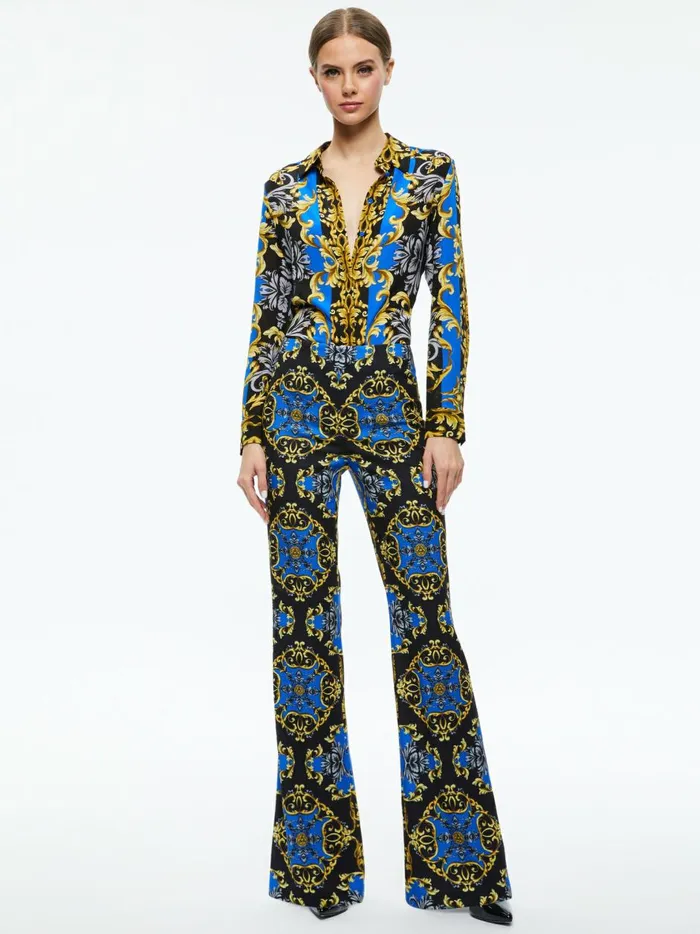 Womens Pants Alice Olivia Teeny Fit Flare Bootcut Pant Regal Romance Sapphire