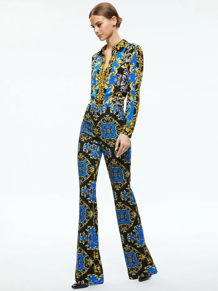 Womens Pants Alice Olivia Teeny Fit Flare Bootcut Pant Regal Romance Sapphire