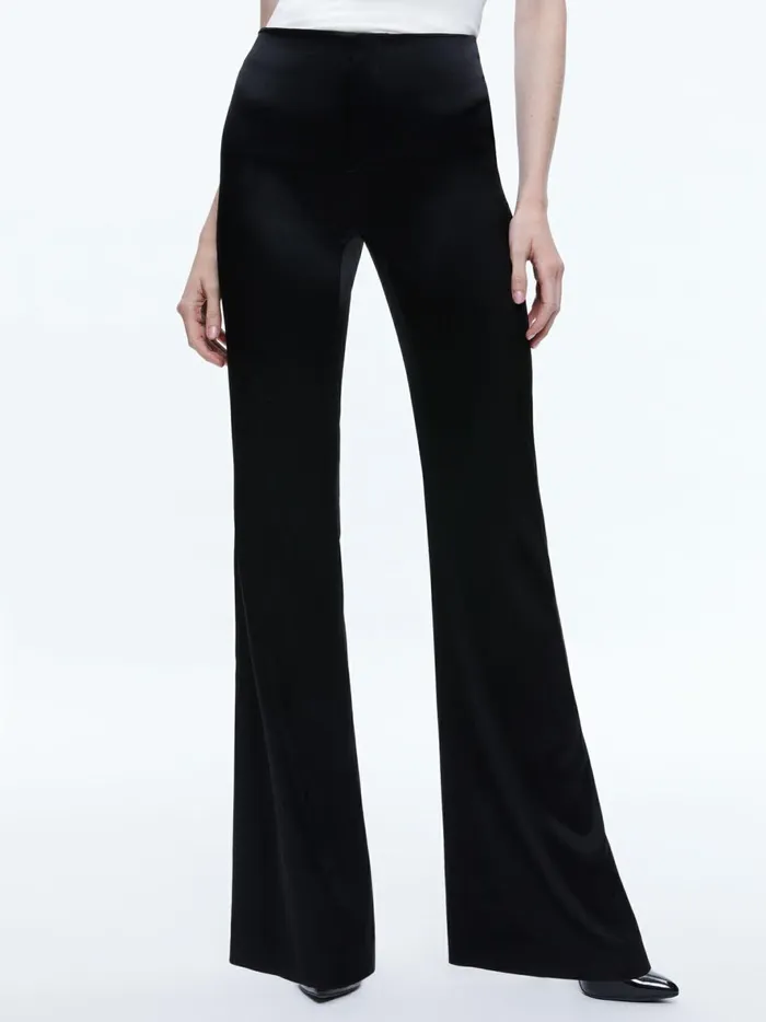 Womens Pants Alice Olivia Teeny Satin Bootcut Pant Black