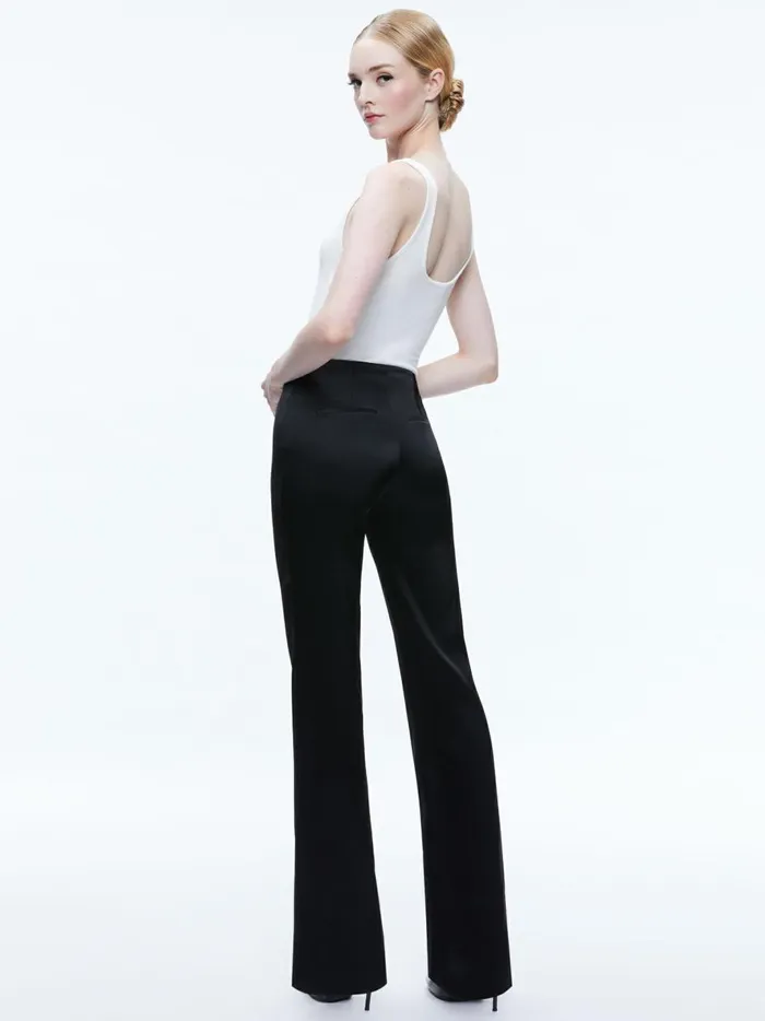 Womens Pants Alice Olivia Teeny Satin Bootcut Pant Black